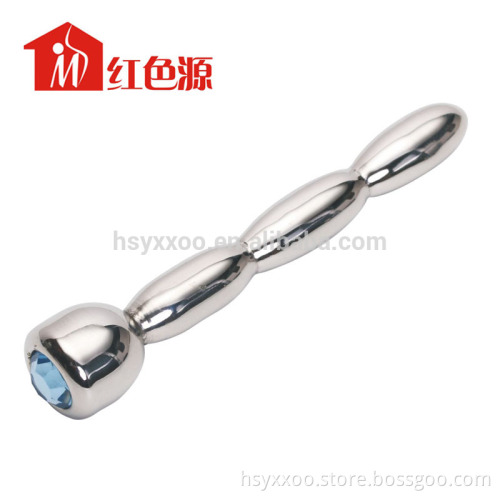 Stainless Steel Ribbed 3 Stages Penis Plug With Jewelry Sex Toys
